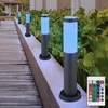 Image de Etc-shop   Lampadaire D'Extérieur Rgb Led Dimmable   Acier Inoxydable   Ip44   4 Lampes Avec Télécommande   45 Cm De Hauteur   Éclairage D'Ambiance