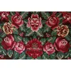 Image de Papier Peint Panoramique Floral Rouge & Vert Tapisserie Panoramique Fleurie Motif Rose Salon Papier Peint Panoramique Chambre Effet Textile - Beige, Marron, Vert, Rose, Rouge