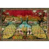 Image de Papier Peint Panoramique Oiseaux Multicolore Tapisserie Panoramique Rouge Avec Paons Effet Textile Papier Peint Panoramique Oriental Salon