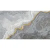 Image de Papier Peint Panoramique Marbre Gris & Doré Tapisserie Panoramique Grise Moderne Salon Papier Peint Panoramique Design Pour Cage D'Escalier - Or, Gris, Argent, Blanc