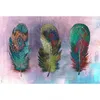 Image de Papier Peint Panoramique Motif Plume Tapisserie Panoramique Élégant Pour Salon Papiers Peints Panoramique Multicolore Pour Chambre - Bleu, Vert, Cuivre, Orange, Rose