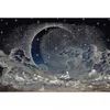 Image de Papier Peint Panoramique Original Pour Bureau Tapisserie Panoramique Ciel Étoilé Design Papiers Peints Panoramique Lune Pour Chambre - Orange, Rouge, Turquoise, Violet