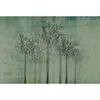 Image de Papier Peint Panoramique Arbre Moderne Tapisserie Panoramique Verte Aquarelle Arbre Papier Peint Panoramique Nature Idéal Salon - Orange, Rouge, Turquoise, Violet