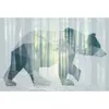 Image de Papier Peint Panoramique Animaux Pour Salon Tapisserie Panoramique Nature Motif Ours Papier Peint Panoramique Forêt Design - Orange, Rouge, Turquoise, Violet