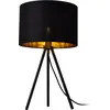 Image de Lampe de table 'Metz' E14 Max. 40W Tripode Lampe de table Abat-jour en tissu et pieds en métal Lampe de chevet Noir