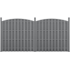 Image de Clôture de jardin WPC Clôture pare-vue Clôture brise-vent Clôture à lamelles 376x(165-185) cm Ronde