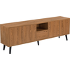Image de Table TV Hedemora 140x30x45,5 cm TV Lowboard avec étagère et 5 portes d'armoire Armoire basse max. 20 kg Teinte bois foncé