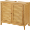 Image de Bambou Meuble sous-lavabo Värmdö 60 x 67 x 30 cm Meuble de salle de bains avec 2 portes Meuble sous-lavabo avec 4 pieds