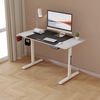 Image de Table 'Pomona' réglable en hauteur, piétement électrique en acier 110 x 60 cm blanc