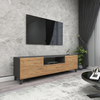 Image de Table TV 'Torsby' avec 3 portes 140 x 30 x 46 cm anthracite / aspect chêne