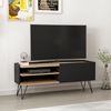 Image de Meuble TV Dronninglund - Meuble bas de salon - Meuble TV noir aspect bois avec porte