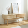 Image de Table TV 'Landskrona' 115x40x48 cm avec deux portes coulissantes imitation chêne