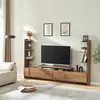 Image de Armoire TV 'Rauki' avec étagères latérales 233 x 31 x 141 cm imitation noyer