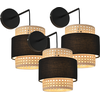 Image de Set de 3 appliques 'Southampton' en rotin E14 Beige / Noir