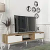 Image de Meuble TV 'Kullila' avec 2 portes 160 x 35 x 40 cm imitation chêne/blanc