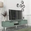 Image de Meuble TV 'Kullila' avec 2 portes 160 x 35 x 40 cm vert/blanc