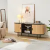 Image de Armoire TV 'Tvedestrand' avec 2 portes 140 x 40 x 55 cm Bambou noir / naturel