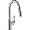 Image de Robinet de cuisine Hansgrohe Focus M42, monocommande, hauteur 220 mm, douchette extractible, 2 jets, finition en acier inoxydable