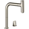 Image de robinet de cuisine Hansgrohe Metris Select M71, monocommande, 2 trous, hauteur 200 mm, douchette extractible, 2 jets, système sBox, finition chrome