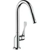 Image de Robinet de cuisine monocommande AXOR Citterio, modèle 250, avec douchette extractible EcoSmart, finition chrome
