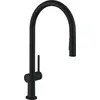 Image de Robinet de cuisine Hansgrohe Talis M54, monocommande, hauteur 210 mm, technologie EcoSmart, douchette extractible, 2 jets, finition noir mat