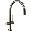 Image de hansgrohe Talis M54 Mitigeur de cuisine monocommande 220, vanne d'arrêt, 1jet, finition acier inoxydable