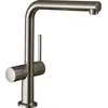 Image de Robinet de cuisine monocommande Hansgrohe Talis M54, angle de rotation de 270°, vanne de fermeture intégrée, 1 jet, finition en acier inoxydable