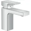 Image de Mitigeur de lavabo à levier unique Vernis Shape de Hansgrohe, modèle 100, avec alimentation isolée et bonde à coulisse chromée