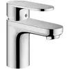 Image de robinet mélangeur pour lavabo Hansgrohe Vernis Blend, monocommande, modèle 100, avec canalisations d'eau isolées et système de bonde à tirette, finition chrome