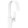 Image de robinet de lavabo monocommande hansgrohe Vivenis, modèle 210, avec douchette pivotante et bonde à coulisseur, finition blanc mat