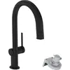 Image de hansgrohe Aqittura M91, système de filtration, douchette extractible, 1 jet, système sBox, finition noir mat