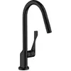 Image de Robinet de cuisine monocommande AXOR Citterio, modèle 250, avec douchette extractible, finition noir mat