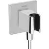 Image de Raccord mural hansgrohe, FixFit E, avec support de douchette, G1/2, plastique, chromé, 1 pièce.