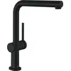 Image de Robinet de cuisine Hansgrohe Talis M54, monocommande, angle de rotation de 270°, adapté aux systèmes à faible pression et aux chauffe-eau ouverts, douchette extractible, 1 jet, finition noir mat