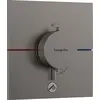 Image de robinet thermostatique encastré Hansgrohe ShowerSelect Comfort E pour une sortie principale et une sortie supplémentaire, finition noir brossé