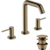 Image de Robinet de lavabo Hansgrohe Tecturis S, 3 trous, finition bronze brossé, avec système économique EcoSmart+ et mécanisme de vidange à ouverture par simple pression