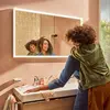 Image de Robinet de lavabo monocommande Hansgrohe Tecturis S, finition chromée, avec technologie CoolStart et EcoSmart+, comprenant un mécanisme de vidange à tirette