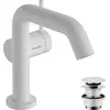 Image de robinet de lavabo monocommande hansgrohe Tecturis S, finition blanc mat, avec technologie CoolStart et EcoSmart+, et système de bonde à ouverture par pression