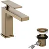 Image de Mitigeur de lavabo à levier unique Hansgrohe Tecturis E, modèle 110 EcoSmart+, avec bonde à coulisse et finition bronze brossé