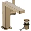 Image de Mitigeur de lavabo à levier unique Hansgrohe Tecturis E, finition bronze brossé, avec technologie CoolStart et EcoSmart+, comprenant un mécanisme de vidange à tirette