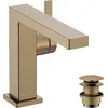 Image de Mitigeur de lavabo à levier unique Hansgrohe Tecturis E, finition bronze brossé, avec technologie CoolStart et système de bonde à ouverture par pression, modèle EcoSmart+