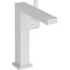 Image de robinet de lavabo monocommande hansgrohe Tecturis E, finition blanc mat, technologie CoolStart et EcoSmart+, sans bonde, hauteur 150 mm