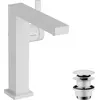 Image de robinet de lavabo monocommande hansgrohe Tecturis E, finition blanc mat, avec technologie CoolStart et EcoSmart+, débit limité et système de bonde à ouverture par pression