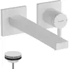 Image de robinet de lavabo à levier unique encastré Hansgrohe Tecturis E, pour montage mural, technologie EcoSmart+, bec de 22,5 cm, finition blanc mat
