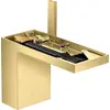 Image de Robinet à levier unique AXOR MyEdition pour lavabo, modèle 110, avec système de bonde à poussoir sans plaque, finition laiton brossé