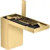 Image de Robinet à levier unique AXOR MyEdition pour lavabo, modèle 110, avec système de bonde à poussoir sans plaque, finition or brossé