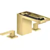 Image de Robinet de lavabo AXOR MyEdition, 3 trous, modèle 110, avec système de vidange à poussoir sans plaque, finition laiton brossé