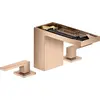 Image de Robinet de lavabo AXOR MyEdition, 3 trous, modèle 110, avec système de vidange à poussoir sans plaque, finition or rouge poli