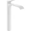 Image de robinet mélangeur pour lavabo Hansgrohe Vivenis, monocommande, finition blanc mat, modèle CoolStart, conçu pour les lavabos à vasque sans trop-plein