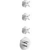 Image de Module thermostat AXOR One, encastrable, pour 3 points de puisage, avec robinet à croix, finition chrome